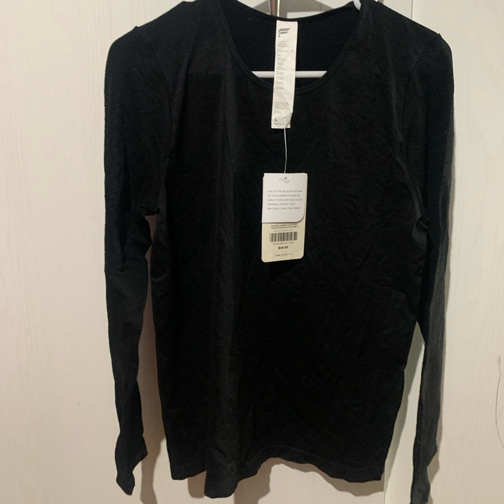 Fabletics Black Crew Neck Long Sleeve Sweatshirt